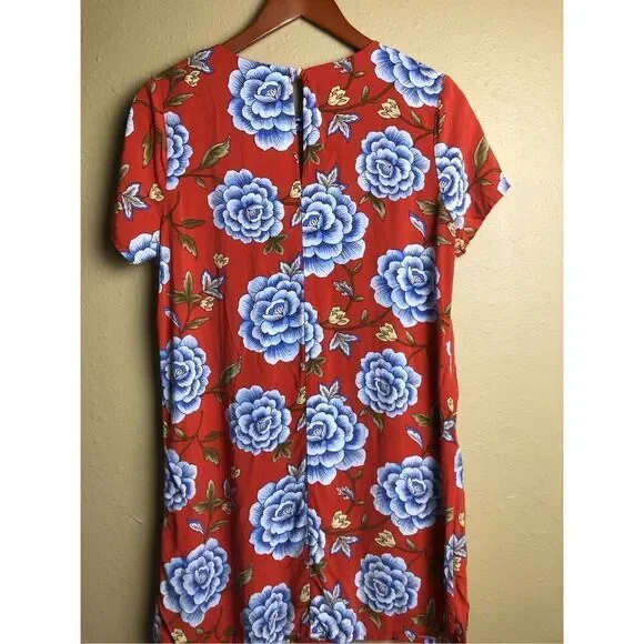 Forever 21 Women Size Medium Rust Floral Short Sleeve Button Back Dress - Picture 5 of 12